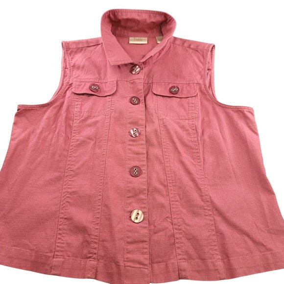 Baxter & Wells Womens Sleeveless Button-Down Shirt Vest XL Cotton Mauve Pink - Picture 1 of 8